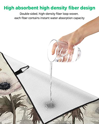 Elegant Flower Golf Towel,Funny Golf Towel For Golf Bags Disc With Clip,Personalized Microfiber Waffle Golf Club Towel Accessories Gift For Men/Women/Dad/Mom Vintage Watercolor Rustic Tulip Floral #TOP4