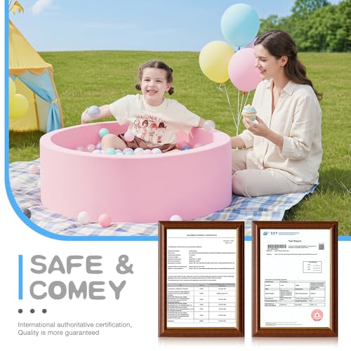 Image of SHJADE Foam Ball Pit, 47.2 inchx 13.8 inch Large Ball Pits for Toddlers-Pink | Soft Memory Sponge Round Playpen Ball Pool for Kids, Ideal Gift for Babies, Indoor and Outdoor Game, Balls not Included