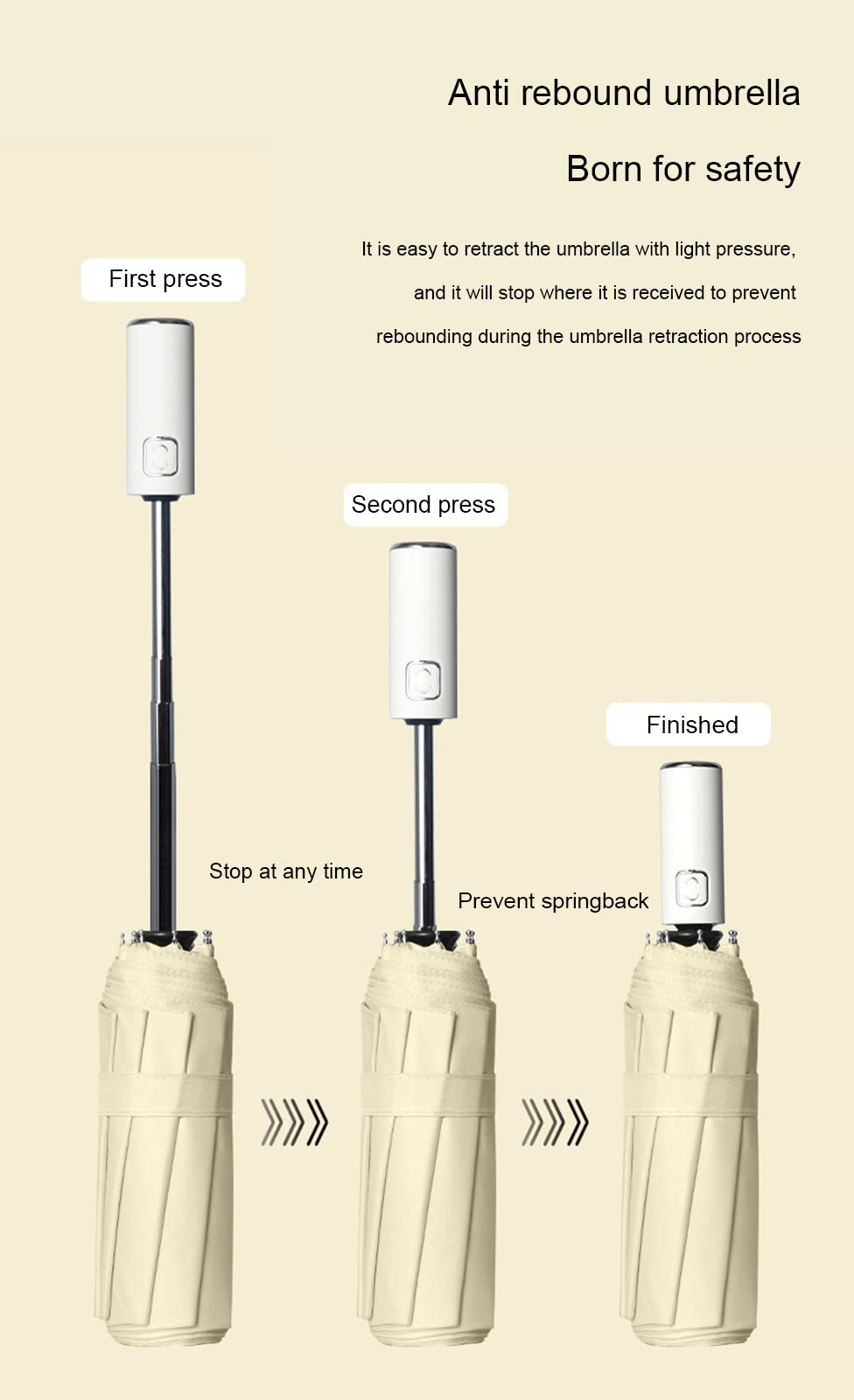 Paraguas a Prueba de Viento, antirrebote, Impermeable, Paraguas de Viaje, Apertura y Cierre automático, 8 Costillas, Compacto, Plegable, portátil, Paraguas para Hombres y Mujeres