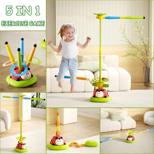 5 in 1 Musical Jump Toys, Toss Ring Game Stomping Launch Rocket Launcher for Kids, Obstacle Avoidance & Jump Squating Toy Games Remote Control Outdoor & Indoor Toys for Ages 4-8 8-13 - Image 3