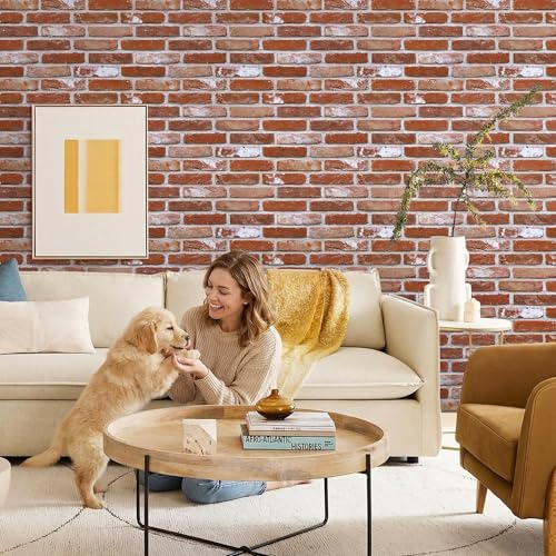 COMSTICKC 3D Faux Brick Wall Panels Peel and Stick, 12 Pcs 22.8" x 11.8" by COMSTICKC - Used condition - Image 2