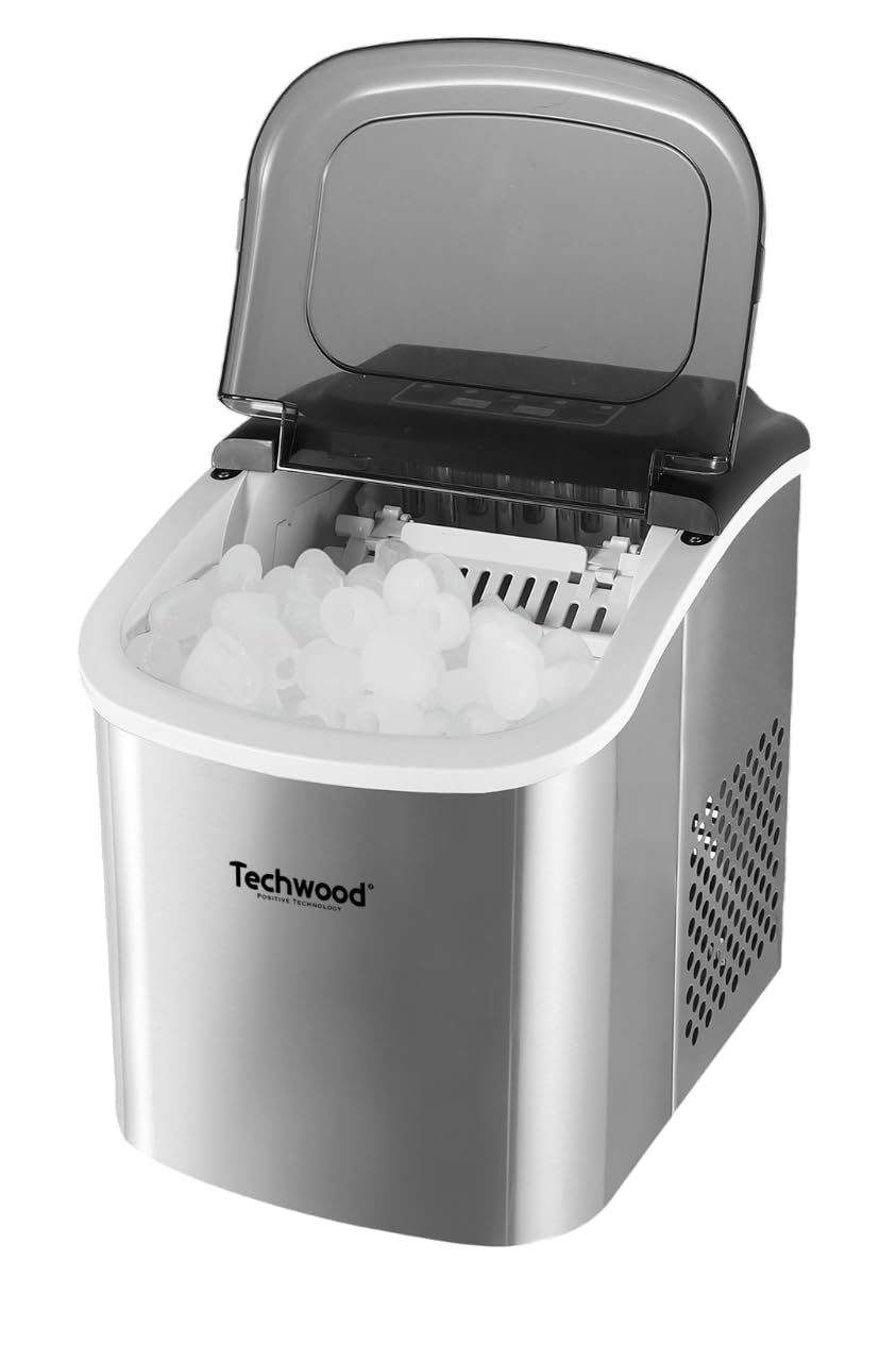 Máquina de hielo automática, producción 12 kg/24h, depósito de 1,3 L, bandeja 700 g, cuerpo de acero inoxidable