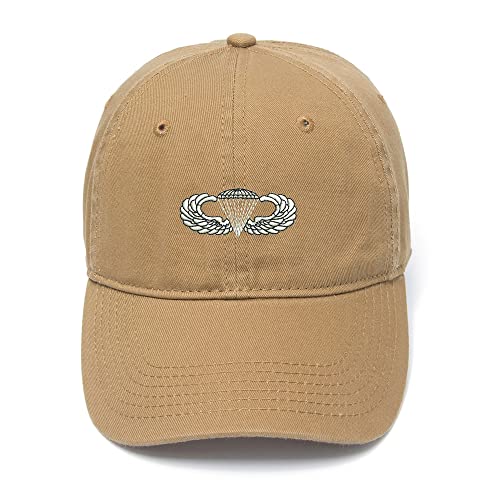 Men's Baseball Caps Army Airborne Paratrooper Wings Embroidered Dad Hat 7 3/8 Beige
