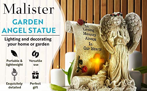 Malister Memorial Gifts - Garden Angel Statue Sympathy Gift With Solar Led Light, Bereavement Gifts, Memory Of Loved One, Cemetery Grave Decorations, Remembrance Gifts Condolence Gift, Angel Figurines #TOP7
