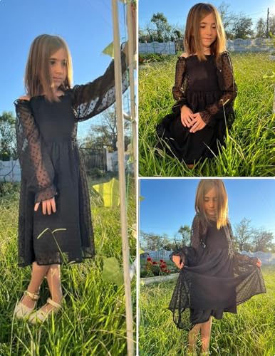 Image of Arshiner Girl Tulle Dress Winter Long Sleeve Teen Girls Party Casual Dresses 5-14Y