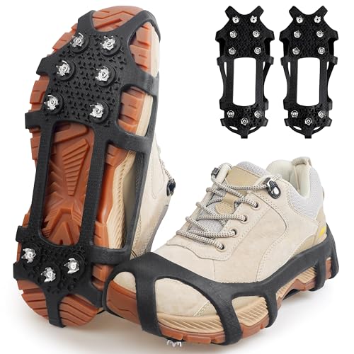 Ice Cleats for Shoes and Boots - Snow Traction Cleats Non Slip Crampons Ice Grippers for Women Men Kids Winter Walking Hiking Climbing