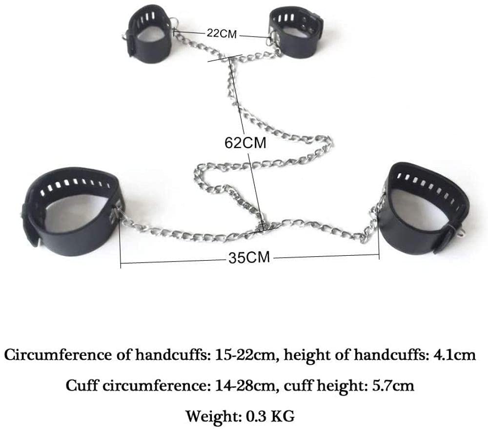 Ensemble de bandages Sm, manchettes de cheville et de main, menottes de liaison en cuir fétiche, manchettes de cheville, Bondage, jouets sexuels pour adultes pour Couples(Black)