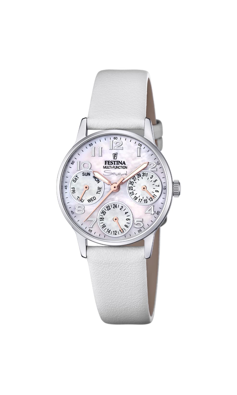 Festina Reloj Mujer F20540 Outlet Caja de Acero Inoxidable 316l Gris Plata Correa de Caucho