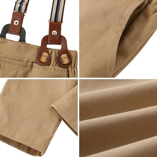 Image of SANGTREE Baby Suits for Boys Gentleman Wedding Outfits Long Sleeve Dress Shirt Suspender Pants Bowtie Boy Clothes Set, 1-6T