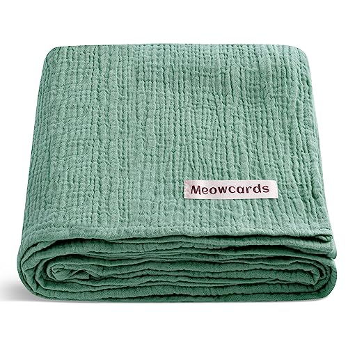 Image of meowcards Muslin Swaddle Blankets for Baby, Unisex Baby Boys Girls Essentials, Large 47 x 47 inches, Boho Receiving Blankets Newborn Registry Must Haves (Roman Green, Simple)