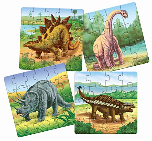 Image of Frank Cat;Dinosaur Puzzle for 4+ Years, Set of 4 & Masha and The Bear 3 in 1 Puzzle for 5 Year Old Kids and above, Pack of 1, Multicolor