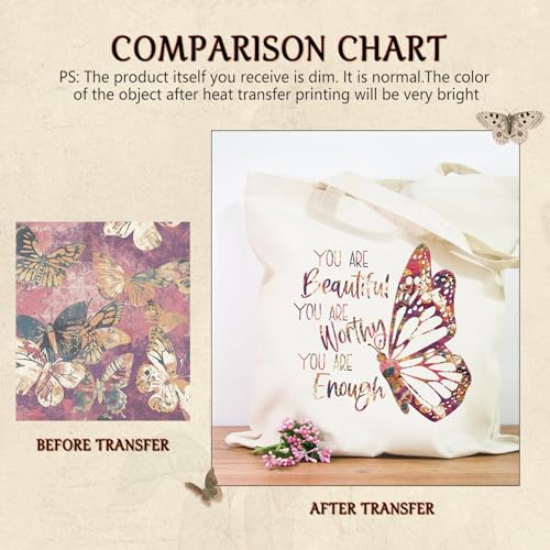 Tintnut Papel de transferência de sublimação padrão borboleta - 12 folhas 30,5 x 25,4 cm, folhas de