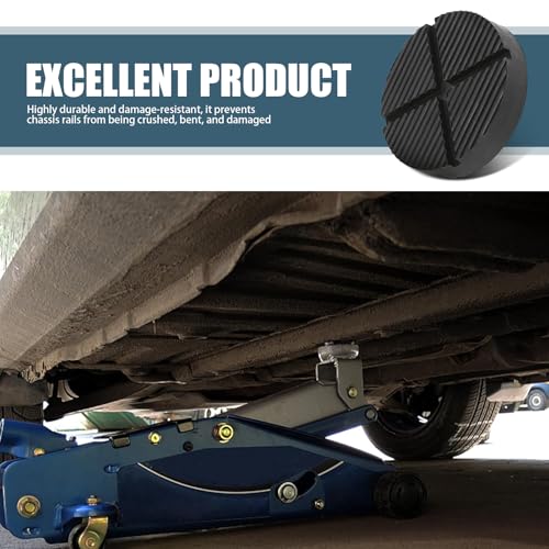 Image of 1 PC Car Floor Jack Support Rubber Block, 4.92 inch Diameter Jack Pad Adapter, Cross Slotted Puck Pinch Weld Side Frame Rail Protector, Universal for Most Cars (Black)