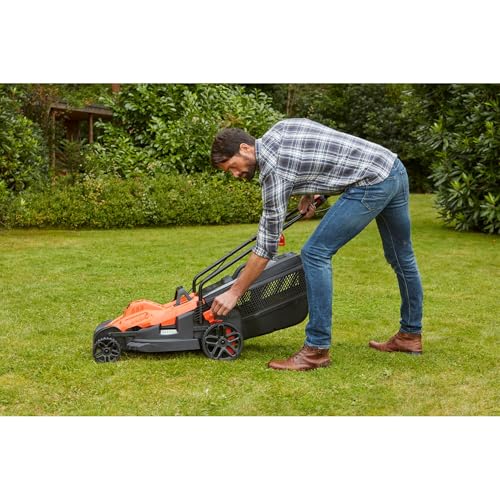 Image of BLACK+DECKER BEMW481BH-QS 1800W Corded Lawn Mower, 42cm Cutting Width, 6 Adjustable Heights 20, 30, 40, 50, 60 & 70 mm, Easy Steer 3-Position Handle, 17 CM Cord Length