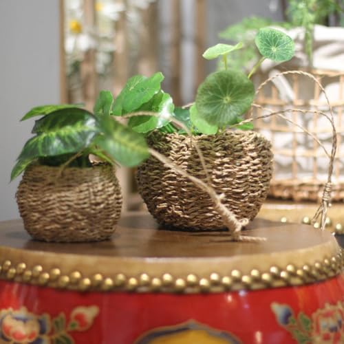Cesta de cáñamo multi-funcional para almacenamiento de flores y maceteros pequeños 7