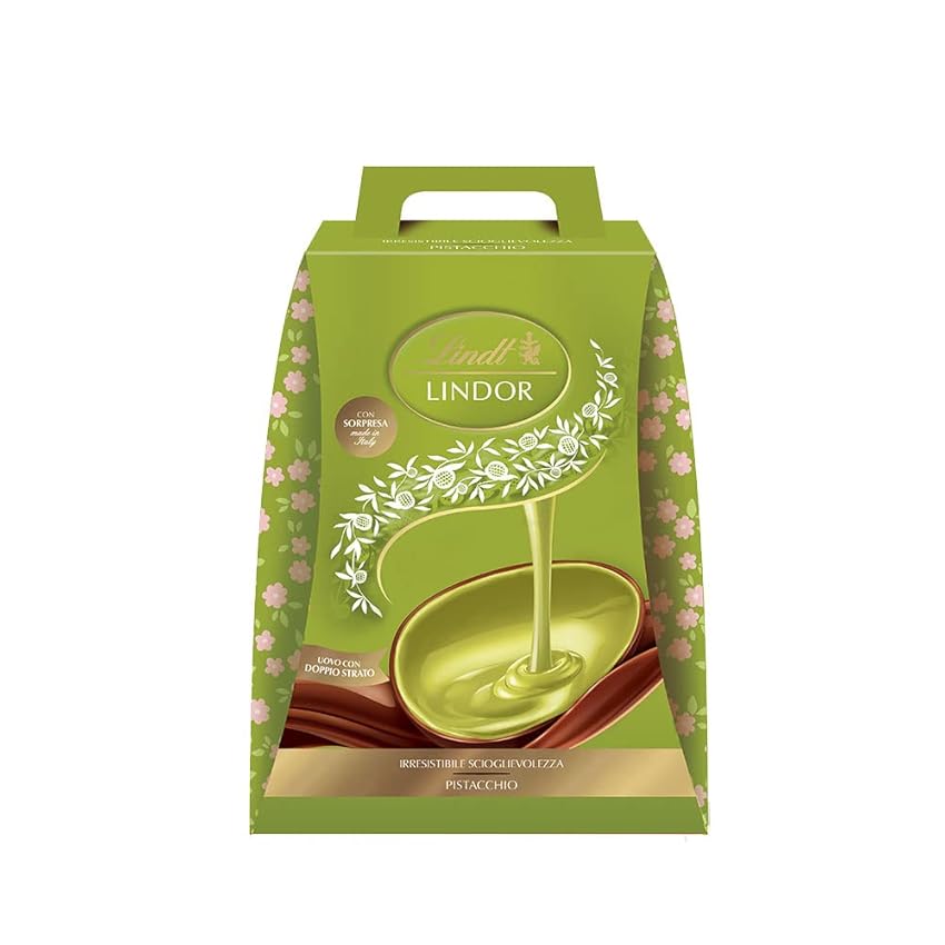 Immagine del prodotto Lindt LINDOR Uovo di Pasqua Cioccolato al Latte e Pistacchio, Uovo al Cioccolato al Latte e Pistacchio con Doppio Strato e Sorpresa, 360g