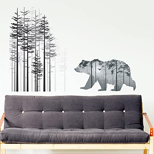 Outus 3 hojas vinilo decorativo oso bosque montaña miniatura 4