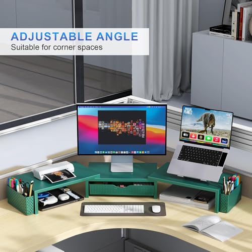 Image of gianotter Dual Monitor Stand Riser With Drawer and 2 Pen Holders