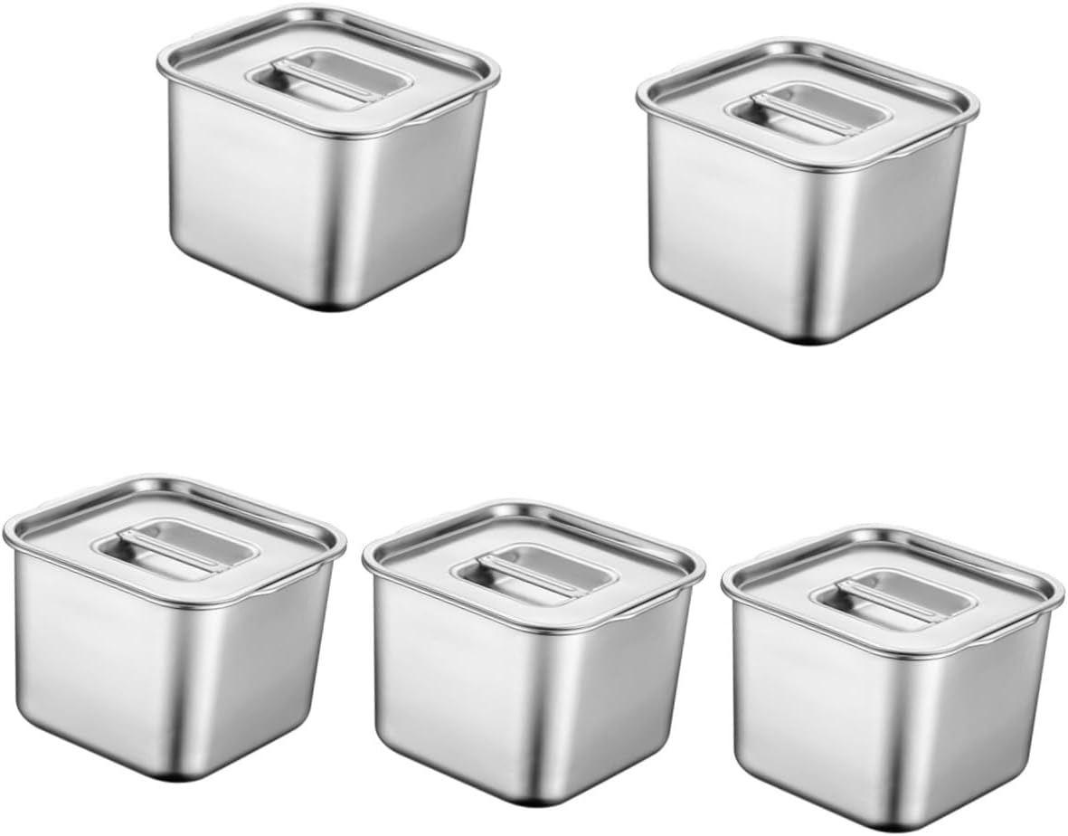5pcs Spice Jar Lid Condiment Container for Kitchen Stainless Steel Seasoning Pot Easy to Clean for Home