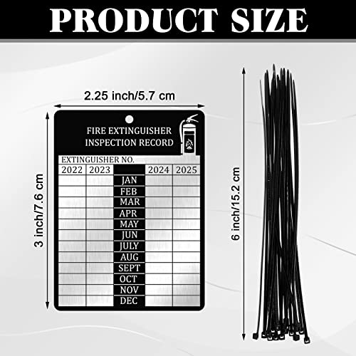 Fire Extinguisher Tags Maintenance Tags Service Record Tags Monthly Inspection Tags 4 Year Fire Extinguisher Inspection Tags with Cable Zip Ties, 3 x 2.25 Inches (40)
