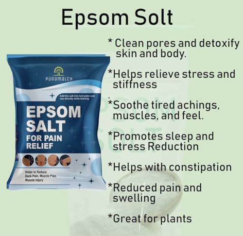 PUNAMULCH Epsom Salt For Pain Relief 1KG Epsom Salt For Foot Epsom Salt For Bath Epsom Salts For Feet Pain For Muscle Relief, Relieves Aches & Pain Epsom Bath Salt Crystal and... - Image 2