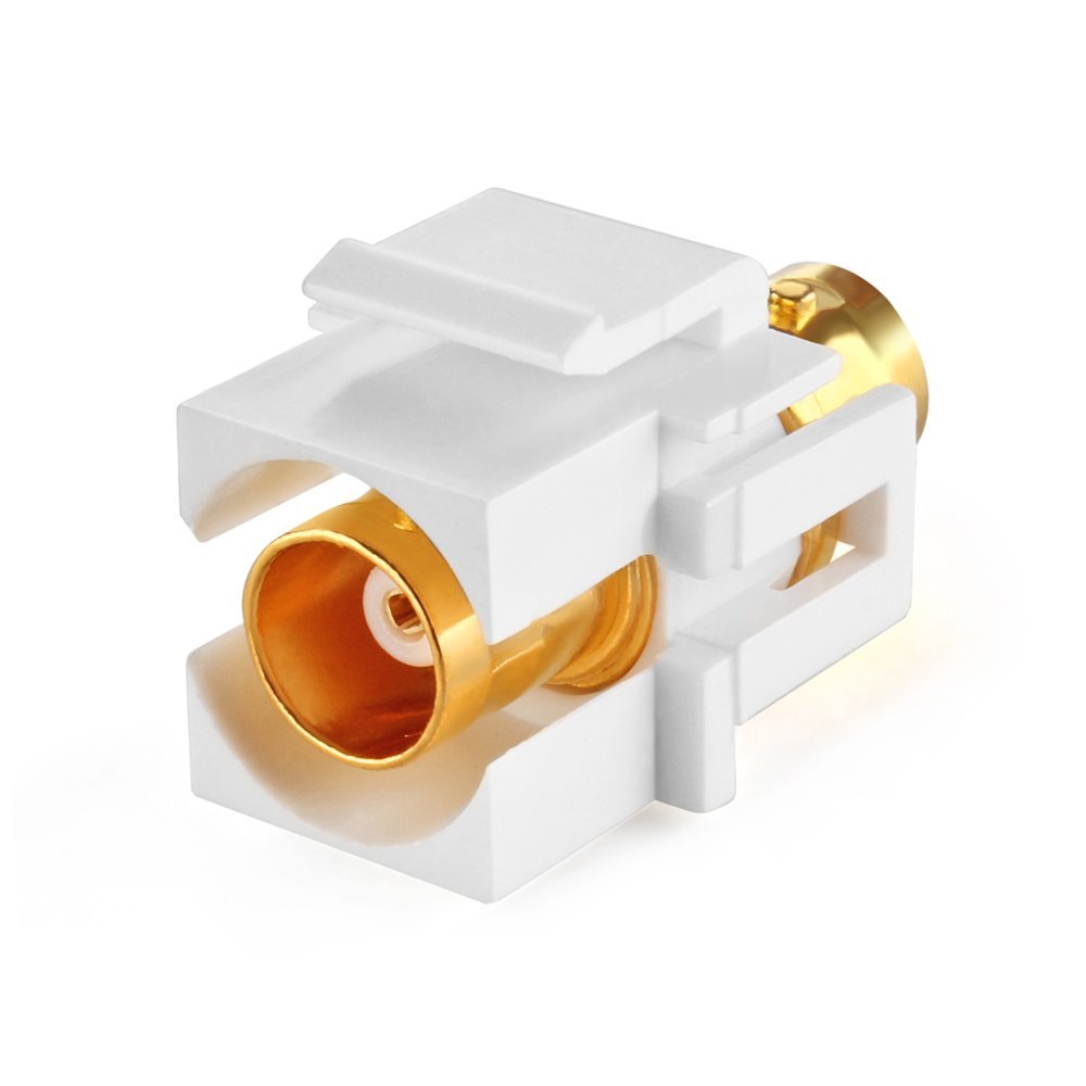 TNP BNC Keystone Jack Insert Connector Socket Female Snap In Adapter Port Gold Plated Inline Coupler For Wall Plate Outlet Panel Mount (White)