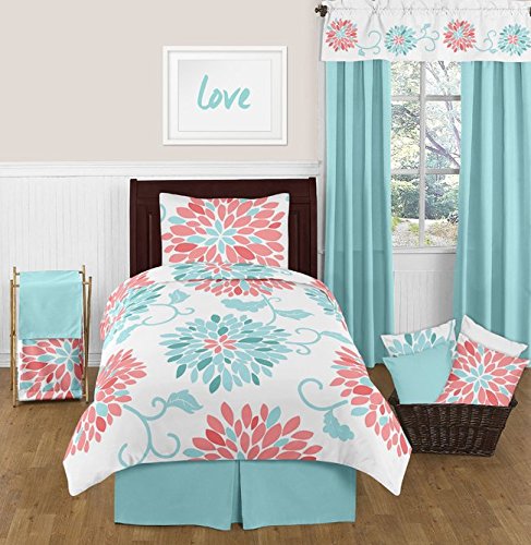 Image of Sweet Jojo Designs Turquoise and Coral Emma Collection Window Valance