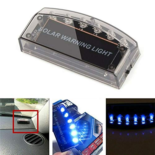 Image of 6 LED Car Led Fake Dummy Alarm Warning Light Solar Power Simulated Security Anti-Theft Flashing Light Car Burglar Alarm Light Blue