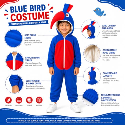 Image of Raj Costume Animal Fancy Dress Costume for Boys & Girls | Hooded Full Body Wildlife Zoo Animal Jumpsuit | Soft Costume for School Function, Fancy Dress, Halloween, Birthday, Cosplay & Role Play