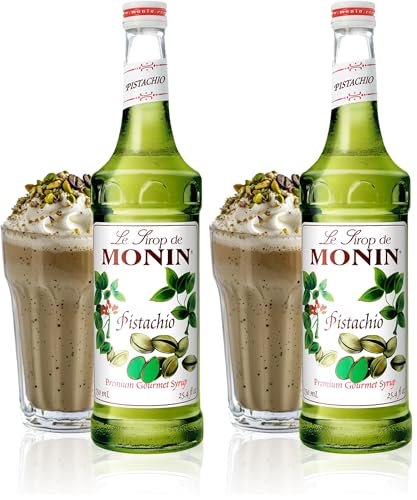 Image of Monin - Pistachio Syrup, Rich and Roasted Pistachio Flavor, Great for Lattes, Mochas, and Dessert Cocktails, Non-GMO, Gluten-Free (750 ml) (Pack of 2)