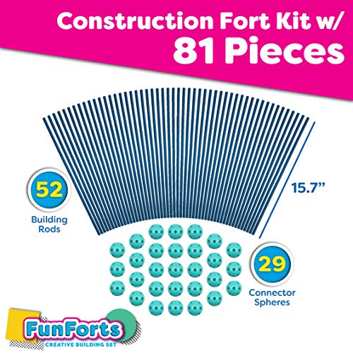 Fort Building Kits for Kids - Fun Forts STEM Building Toys, Play Tent Fort Kit with 81 Pcs - Thumbnail 4