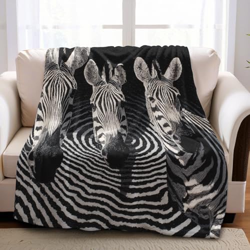 Kuscheldecke Flauschig 80 x 120 cm Zebra Druck Mikrofaser Weich Warm Fleecedecke Sofadecke Couchdecke Wohndecke Bettdecke Tagesdecke