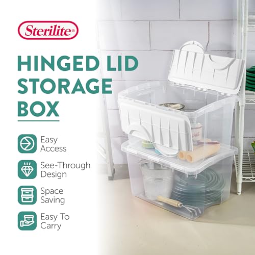 Image of Sterilite 6-Pack Stackable Storage Bin with Lid, Clear Plastic Design, 48 Quart