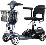 iCAN X-02 2026 Model Portable Mobility Scooter (Grey), 120 Kg Capacity, 12.5 Mile Long Range, Removable Battery, UK Regulated, LED Headlight, Removable Basket, CupHolder, Light Weight, Front Fairing