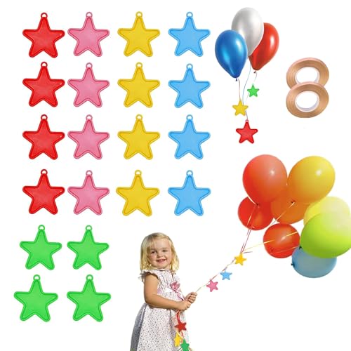 Roontin 20 Pack Balloon Weights and Ribbons - Colorful Balloon Pendants for Helium Balloons - Party Decoration Supplies V2