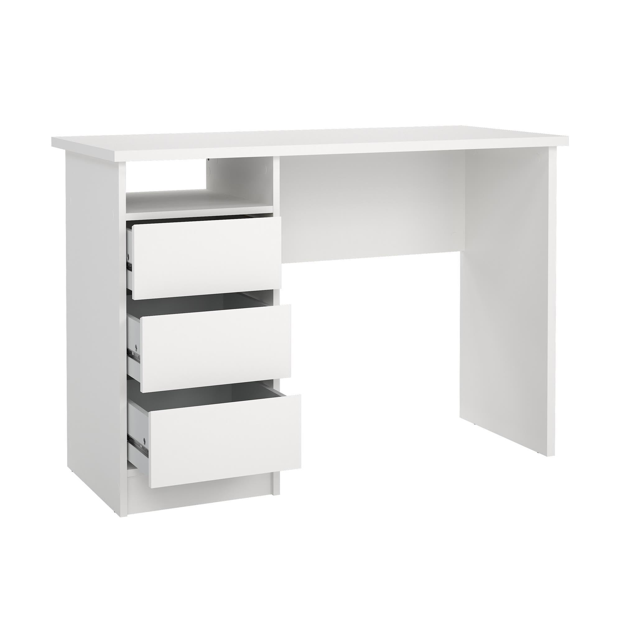Mesa Escritorio para Ordenador Júcar White con 3 Cajones,Color Blanco, 110 x 49 x 76 cm