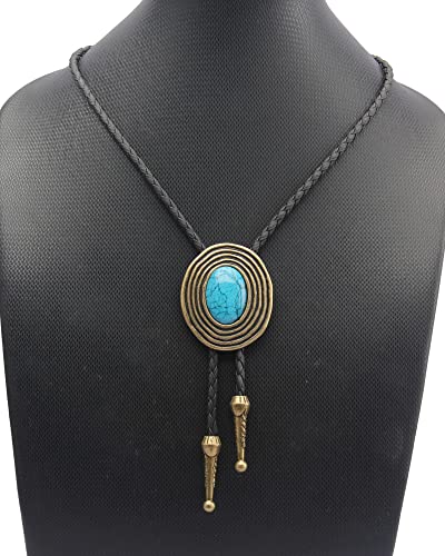 Image of GelConnie Native American Bolo Tie Rodeo Cowboy Leather Necktie Western Necklace Costume Accessories for Men,Women