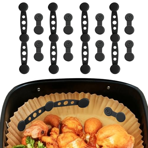 Imanes para papel de horno Airfryer, 12 unidades, imanes de silicona para freidora de aire caliente, mantiene el papel horneado en su lugar Evita que se deslice, se caiga y se queme, hace que cocinar