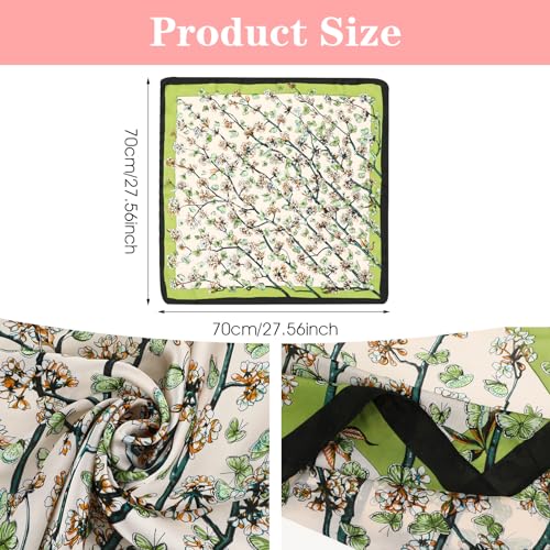 Jeffdad 27.5" Silk Feeling Neck Scarf, Lightweight Silk Scarf for Women Neck, Purse Scarf For Handbags, Square Neck Satin Scarfs for Bag Hair Scarves Gift(Green)4