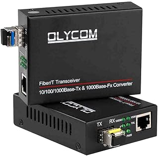 A Pair of Gigabit Ethernet Fiber Optical Media Converter Bidi 10/100/1000Base-Tx Optic SM 20km to RJ45 Port with 1.25Gbs SFP Transceivers