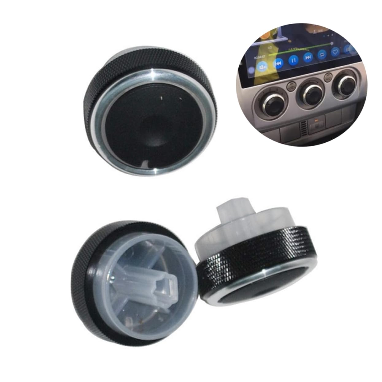 2sets Alloy Air Conditioning Switch Knob Black for 2 3 2005-2014 Mondeo Easy Fit Install 3pcs*2