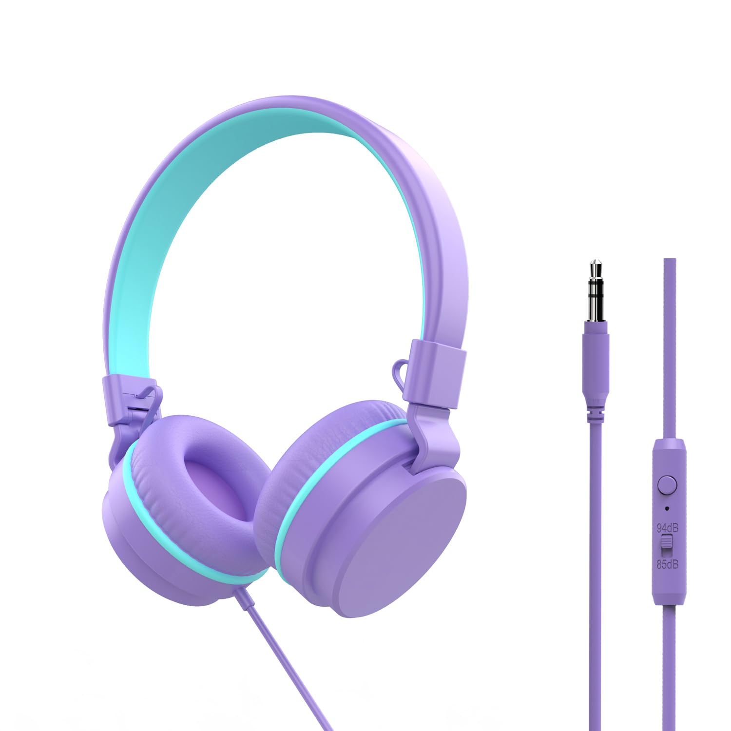 YOYOTUNE Kinder-Kopfhörer, On-Ear-Kopfhörer für Kinder mit Mikrofon, 85/94 dB Lautstärkeregler, Kopfhörer für Mädchen, Jungen, Kinder, 3,5 mm Kabel, faltbarer Kopfhörer für Lernen und Unterhaltung