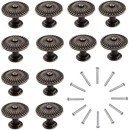 Moguxb Cupboard knobs 12pcs drawer knobs Vintage Cabinet Knobs Retro Bronze Drawer Pull Handle with 12 Screws Doorknobs Knobs for Kitchen Cabinets Cupboards Wardrobe Door/Drawer