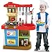 BAKAJI Cucina Giocattolo per Bambini con Fornello Funzionante Luci e Suoni Forno e Lavastoviglie Apribili Lavello e 30 Accessori My Little Chef Gioco Inclusi Dimensione 52 x 26 x 72 cm (Azzurro)