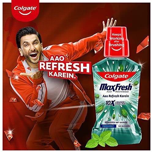 Image of Colgate Visible White Teeth Whitening Toothpaste, Pack of 400g (100g X 4) & Colgate Plax Fresh Mint Mouthwash, 0% Alcohol - 500 ml