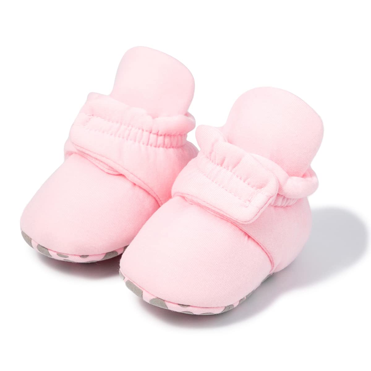 Babelvit Newborn Baby Boy Girl Soft Fleece Booties Stay On Infant Slippers Socks Shoe Non Skid Gripper Toddler First Walkers Winter Ankle Crib Shoes