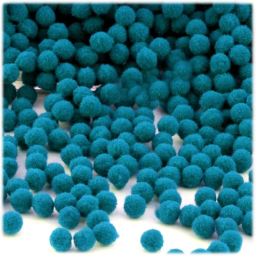 The Crafts Outlet 100-Piece Multi Purpose Pom Poms, Acrylic, 7mm/0.28-inch, Round, Turquoise Blue