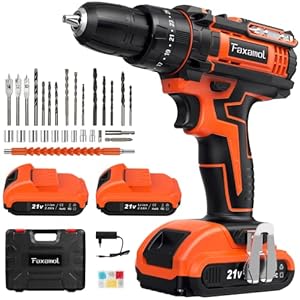 Faxamol Trapano Avvitatore Batteria 21V, Avvitatore Elettrico 42Nm Max con 2 Batteries 2.0Ah, 25+3 Coppie, 2 Velocità, LED Luce, 10mm Mandrino Automatico per Casa Progetto