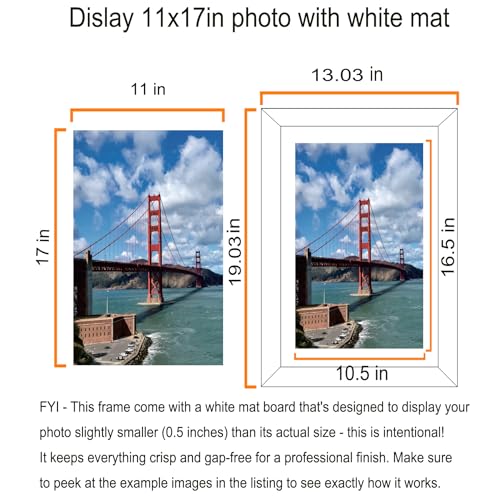 Image of LUCKYLIFE 12x18 Poster Frame Brown Set of 2, Display Pictures 11x17 with Mat or 12x18 without Mat, Wall Mount