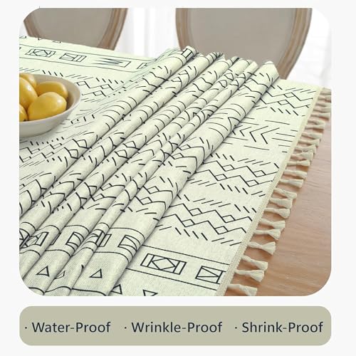 Image of Cortina Tablecloth for Dining Table Waterproof Table Cover, Cotton Linen Fabric Rectangle Tablecloth (Boho-Full, 6 Seater)